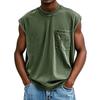 Men's Sleeveless T-Shirt with Chest Pocket, Casual Workout Tank Top, Breathable Muscle Fit