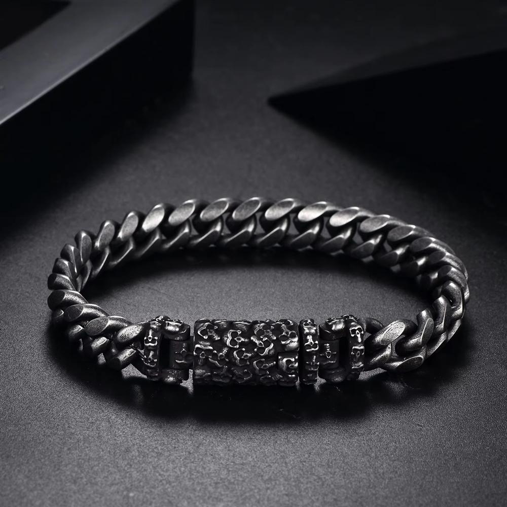 Stainless Steel Waterproof Anti Non Tarnish Vintage Cuban Link Bracelet Biker Rock Hip Hop Style for Men Punk Jewelry