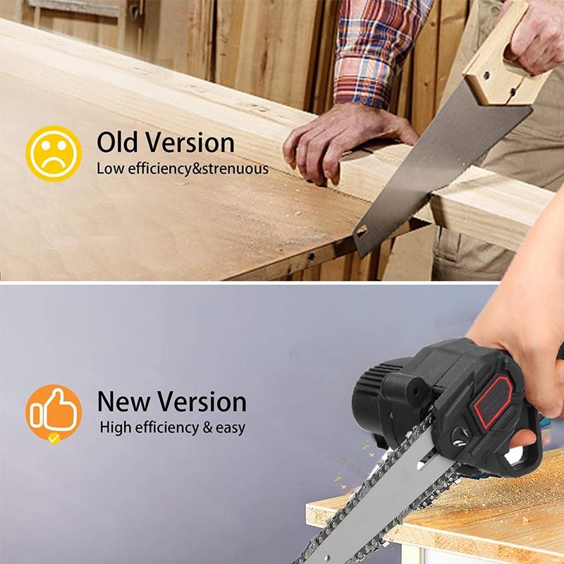 Мини-электропила 3000 Вт, 6 дюймов, аккумуляторная цепная пила, садовые инструменты для деревообработки, ручной резак для дерева для фруктовых деревьев