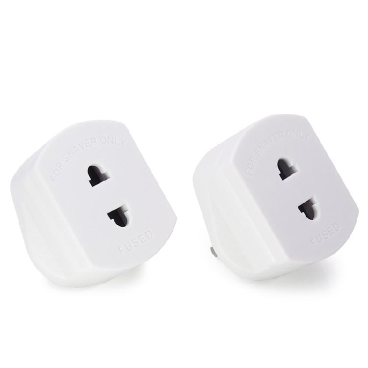 2 Pin to 3 Pin Electric Shaver Adaptor Socket Plug EU to UK Converter - White