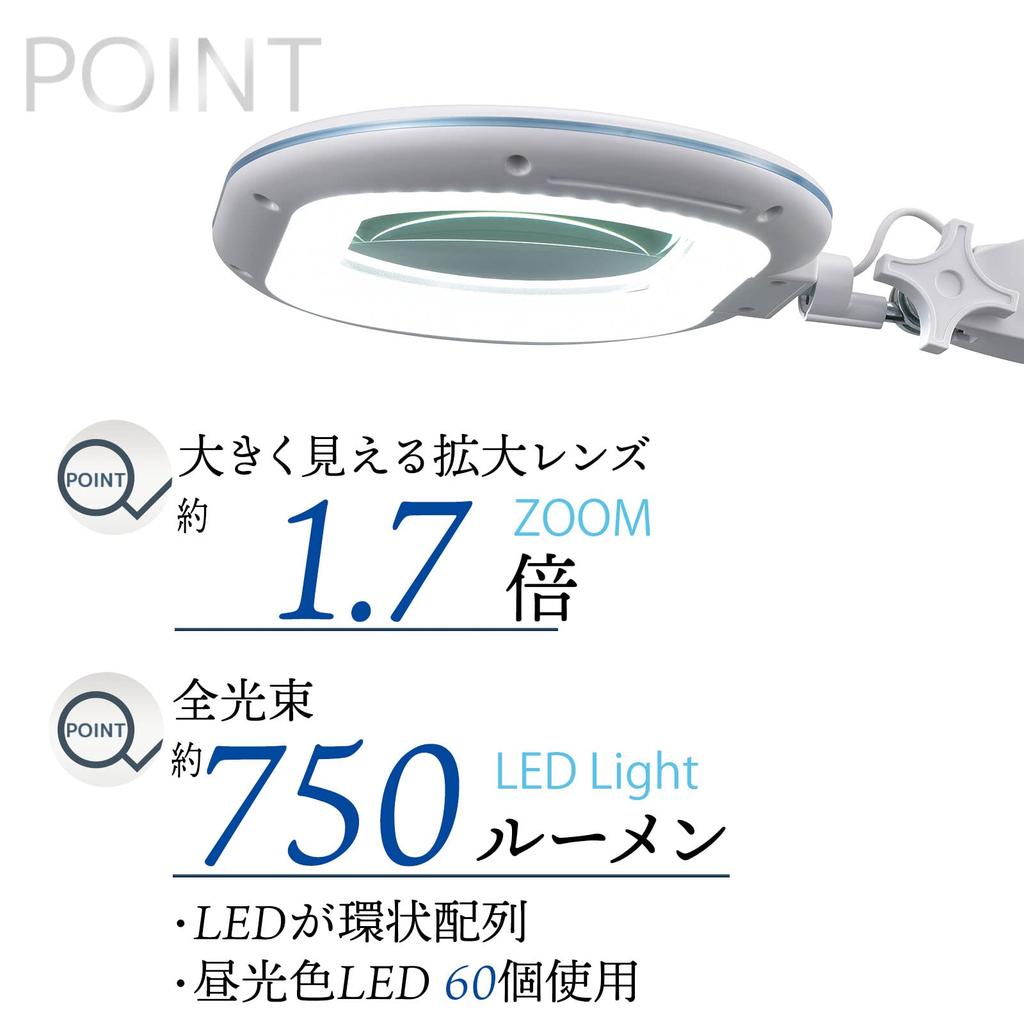 Светодиодный светильник Ohm Denki с увеличительным стеклом, дневной свет, цвет B (750лм/1.7x/белый) AS-L60BL-W БТЭ-A1000