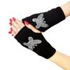 Rhinestone Wool Knitted Half Finger Computer Mittens Warm Gloves Fingerless Gloves