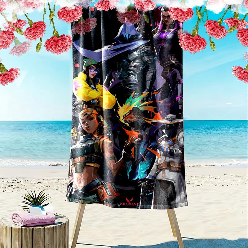VALORANT Print Beach Towel, Large Soft Quick Dry Towel for Beach Camping Swimming