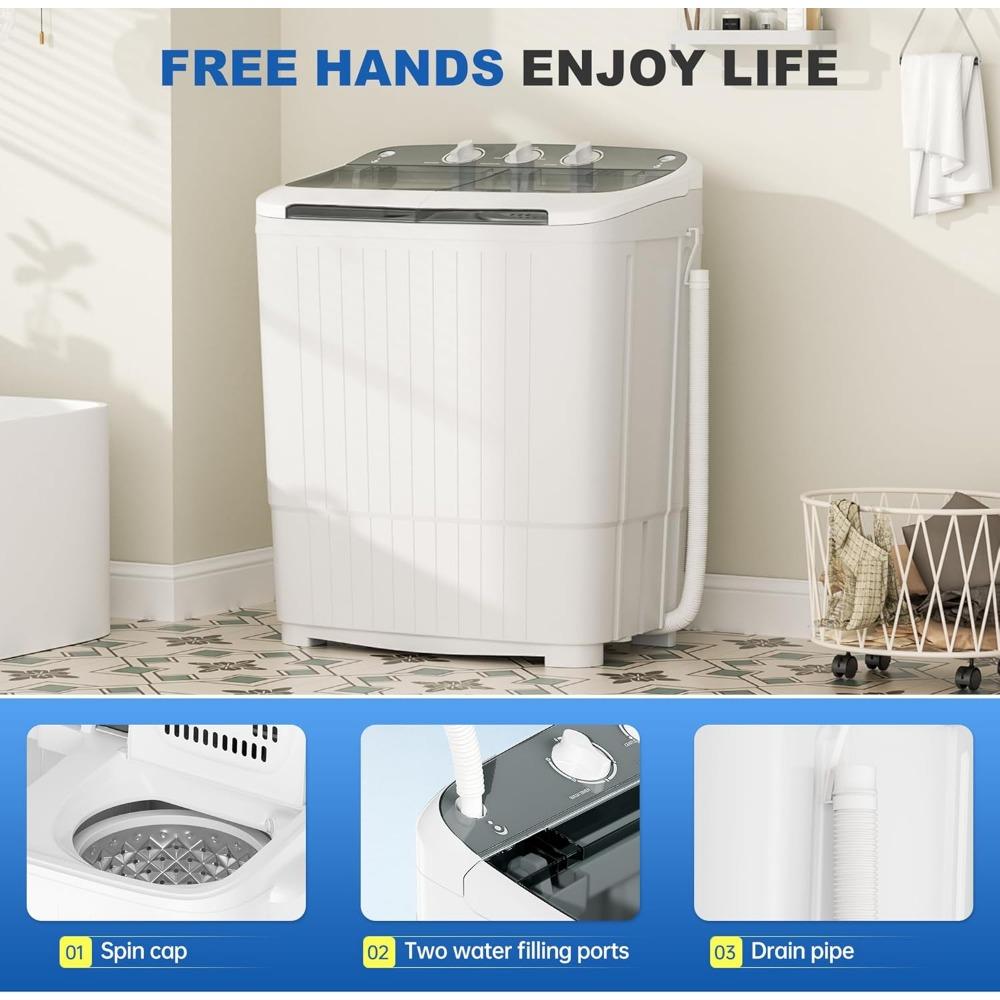 Портативная стиральная машина Superday, 2 в 1, компактная мини-стиральная машина с двумя барабанами и центрифугой, 17,6 фунтов