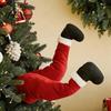 Festive Indoor Wall Hanging Decor Christmas Swinging Leg Ornament, Electric Santa Legs for Tree, Red And Green Holiday Accents Fluffy Funny