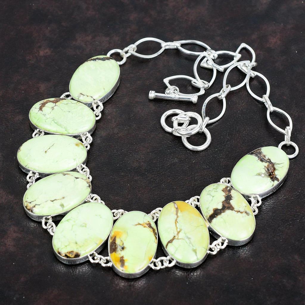 Ожерелье из лимонного хризопраза, прекрасное ожерелье из драгоценного камня, ожерелье из стерлингового серебра 925 пробы, ожерелье с регулируемой цепочкой, украшения ручной работы, подарки для нее
