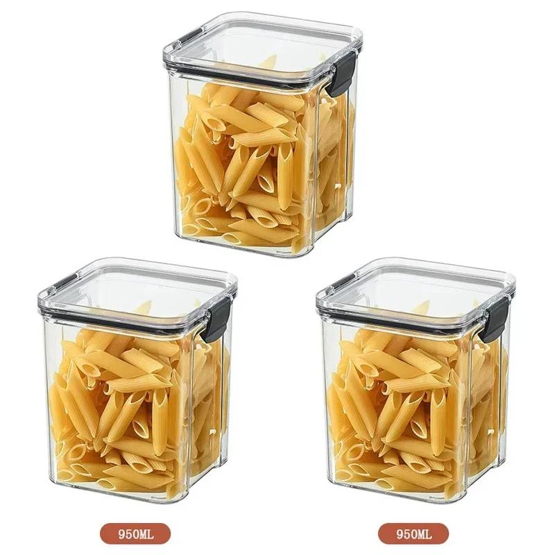 1-5Pcs Sets Sealed Jar Food Storage Box Transparent Plastic Kitchen Organizer Multigrain Tank Stackable Dried Sealed Storage Jar