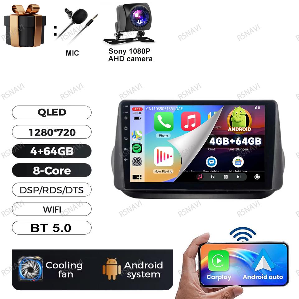Car Radio Android 16 For Fiat Fiorino Qubo For Citroen Nemo For Peugeot Bipper 2008-2017 5G WIFI BT GPS Head Unit Navigation DSP