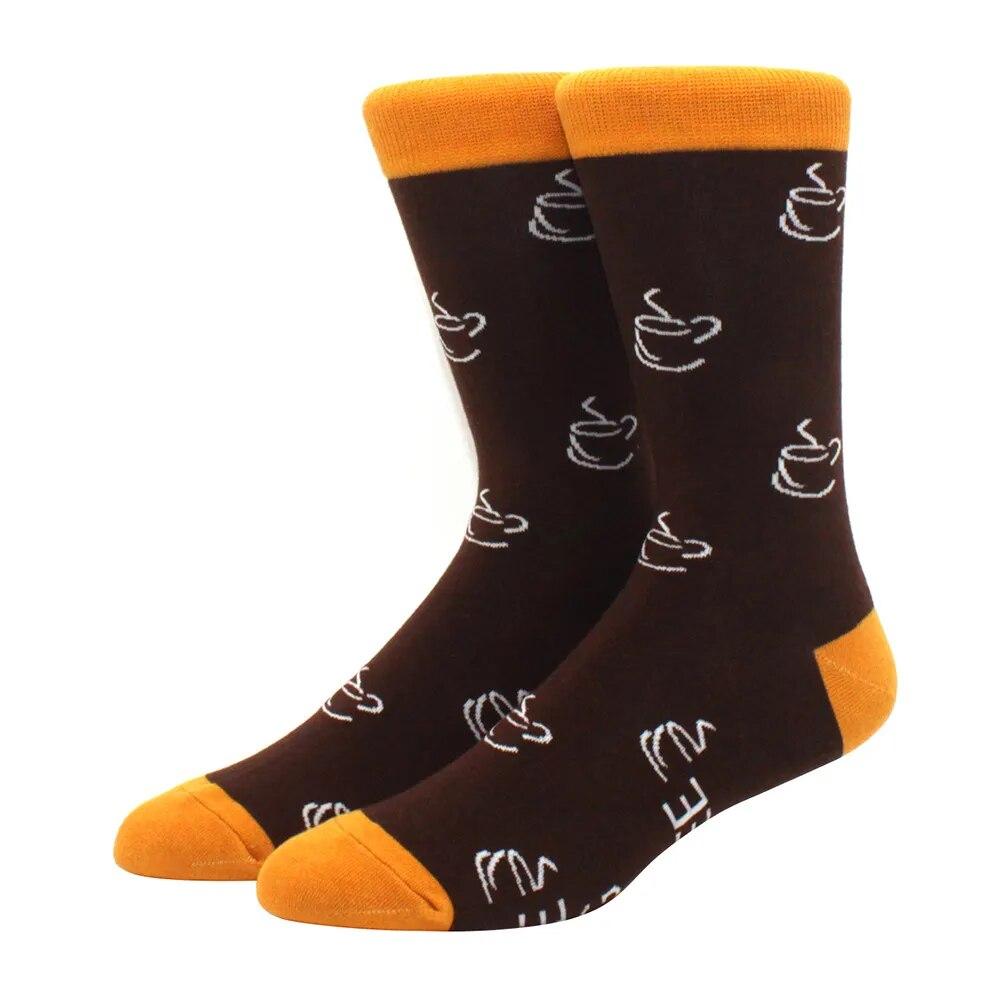 1 пара мужских забавных хип-хоп носков средней длины с принтом скейтборда, пива, счастливого искусства, EU38-46