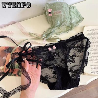 Женское кружевное нижнее белье с низкой посадкой, на бретелях, дышащее хлопковое нижнее белье-треугольник для женщин
