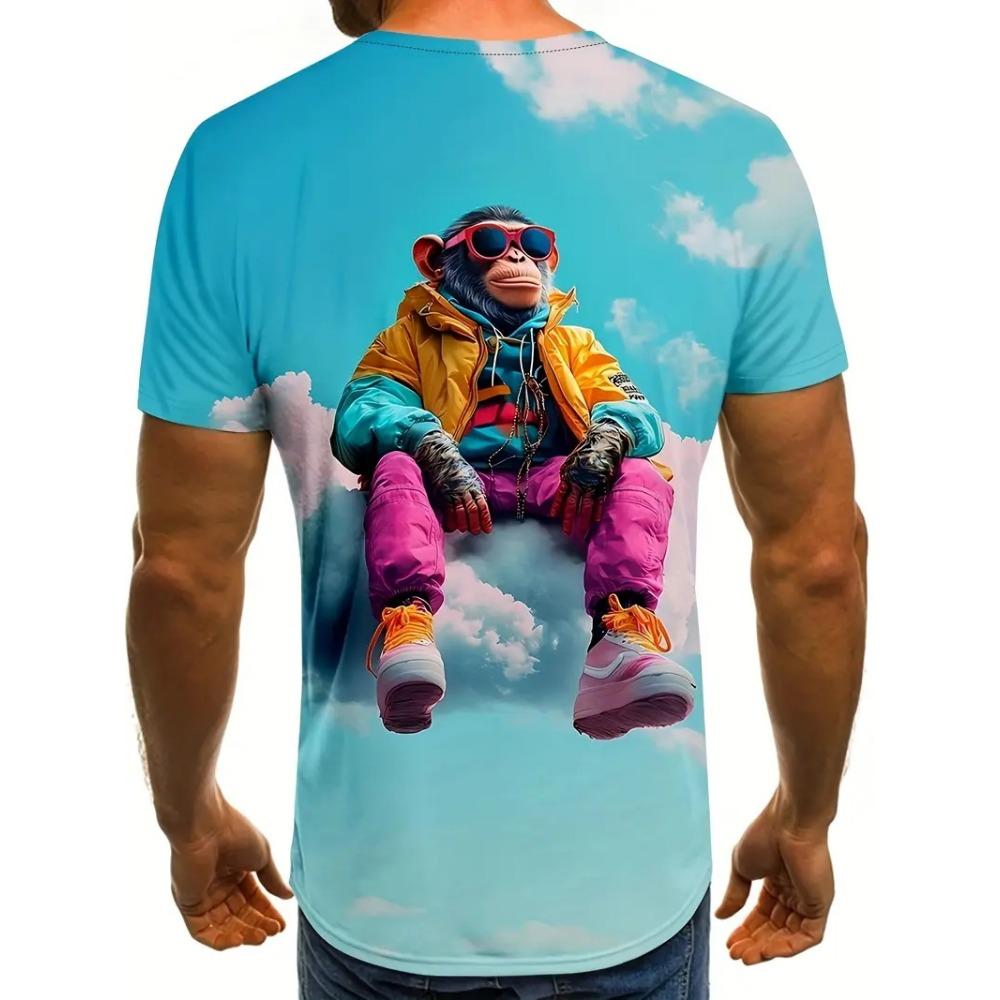 Летняя футболка с принтом забавной обезьяны для детей, повседневная футболка с коротким рукавом для мальчиков, топ, футболка с обезьяной для девочек