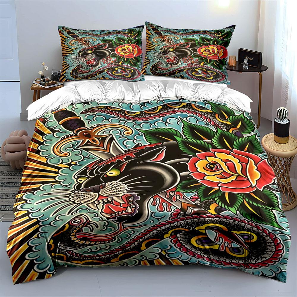 Black panther, dagger, roses. Bedding sets Duvet cover sets Duvet covers Pillowcases(1 * Duvet Cover 2 * Pillowcases, without duvet insert)