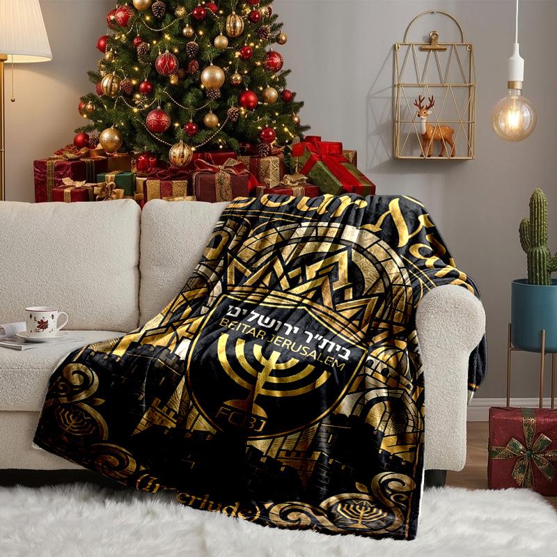 Custom Name Jerusalem Fc Logo Design Blanket Bedding Blanket for Women Men, Soft Throw Blankets for Couch,Bed, picnic, Christmas gifts