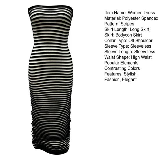 Женское летнее облегающее платье макси-труба в рубчик без бретелек выходное вечернее платье в полоску без рукавов трикотажное длинное платье