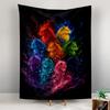 Wall Hanging Tapestry - Nine Elemental Wolves Colorful Chakra Fantasy Art for Dorm Room