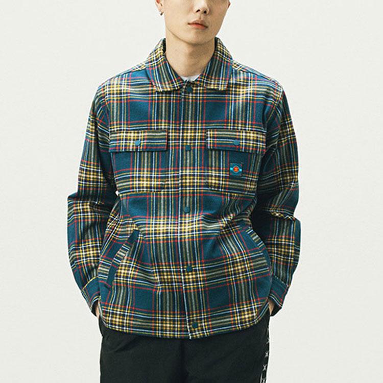 Vans Plaid Skull Pirate Parrot Emblem Print Polo Jacket Men Jacket Yellow VN0A54JHZ6Z