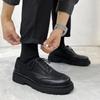 FashionMen Japan Karajuku Korean Style Streetwear Vintage Thick Platform Casual Genuine Leather Shoes Soft For Male Dress Leather Shoes