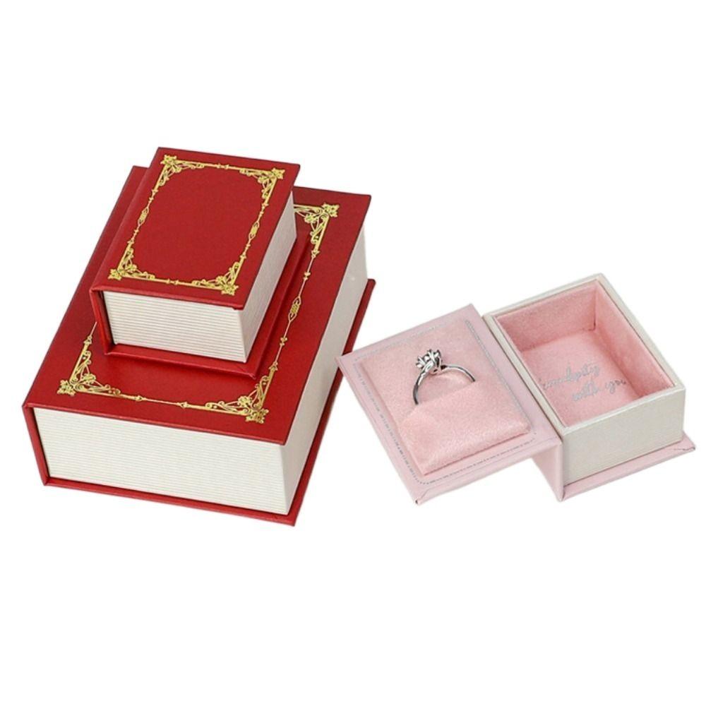 Magnetic Closure Book Shaped Jewelry Box Flip Cover Rings Earrings Organizer  Surprise Gift