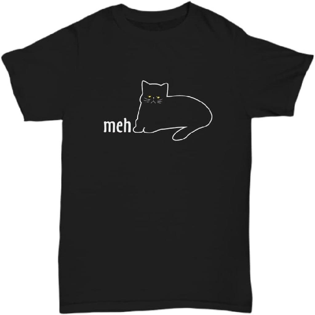 Смешной подарок с кошкой "Мех" для любителей кошек Футболка, Футболка с кошкой "Мех", Подарки, связанные с кошками, для мужчин, Подарок с кошкой для девочек 8-12 лет Унисекс Футболка, Черный, X-Large