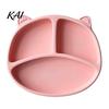 Silicone Suction Plate for Toddlers, Cute Bear Shape Unbreakable Divided Toddler Tray Baby Bowl, Non Slip Feeding Infants And Kids Easy Clean Dish
