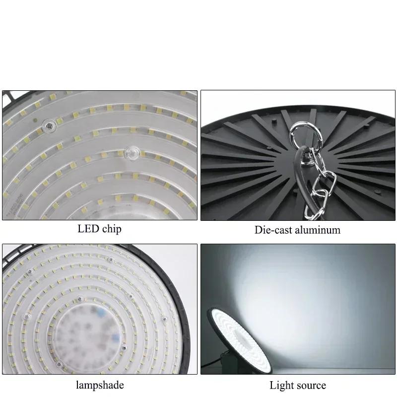 Последние 100/150/200 Вт 220 В High Bay Lights UFO LED Теплый/Белый Свет Складское Гаражное Освещение Супер Яркое Промышленное Освещение Популярно