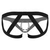 Men Crotchless Strappy Thongs O-ring Bead Decor G-string Low Rise Elastic Waistband for Honeymoon