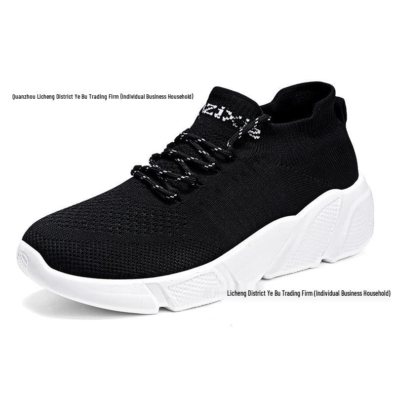 Летняя легкая обувь-носки Flyknit для пар: Дышащие, Большого размера, Толстая подошва, Повседневные кроссовки для бега для мужчин