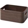 YAMAZEN Storage Box, Brown, Half-Size, Shallow, Fully Assembled, Made with Natural Walnut Wood,