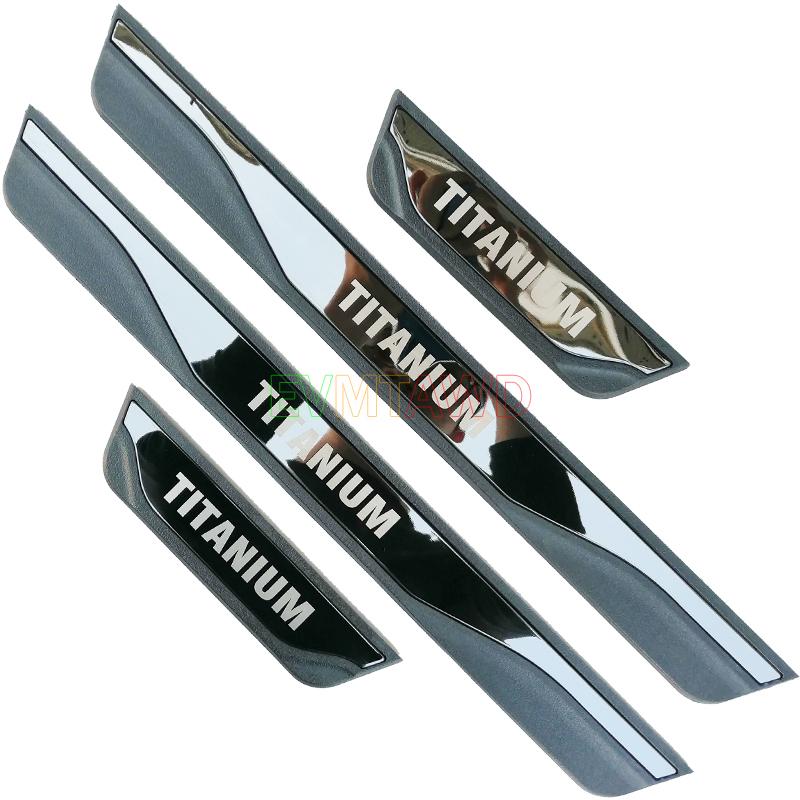 For Ford Edge Accessory 2010-  Stainless Carbon Car Door Sill Scuff Plate Kick Entry Guard Pedal Protector Cover Styling