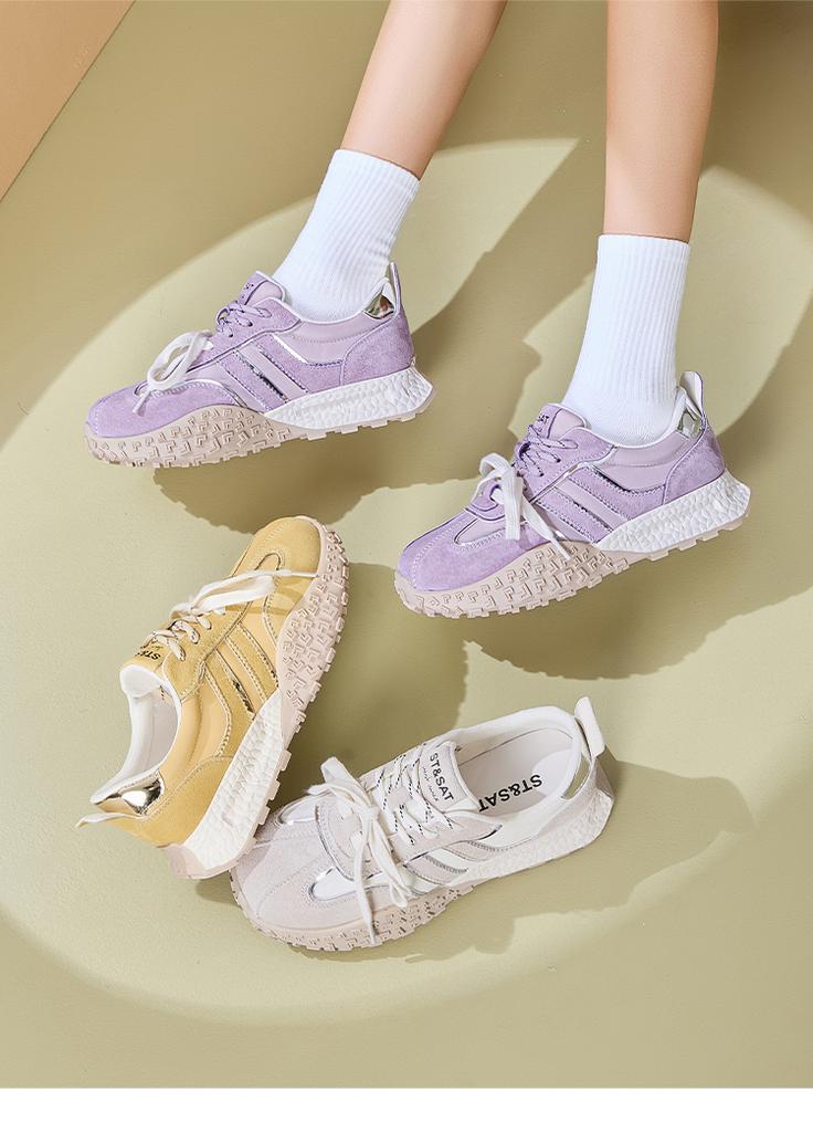 Saturday Retro Color blocked Double Lace Forrest Gump Shoes for Women