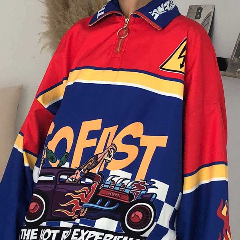 Женская куртка, модные топы, новый свободный свитшот с пламенным принтом в стиле Харадзюку, повседневные толстовки большого размера, модные хип-хоп