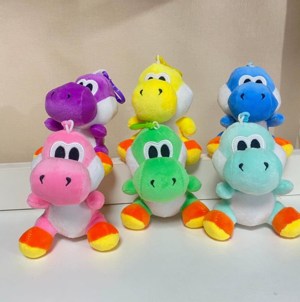 24pcs/lot 10cm Super Bros Yoshi Plush Toys key chain Yoshi Dragon Soft Stuffed Dolls bag charms gifts