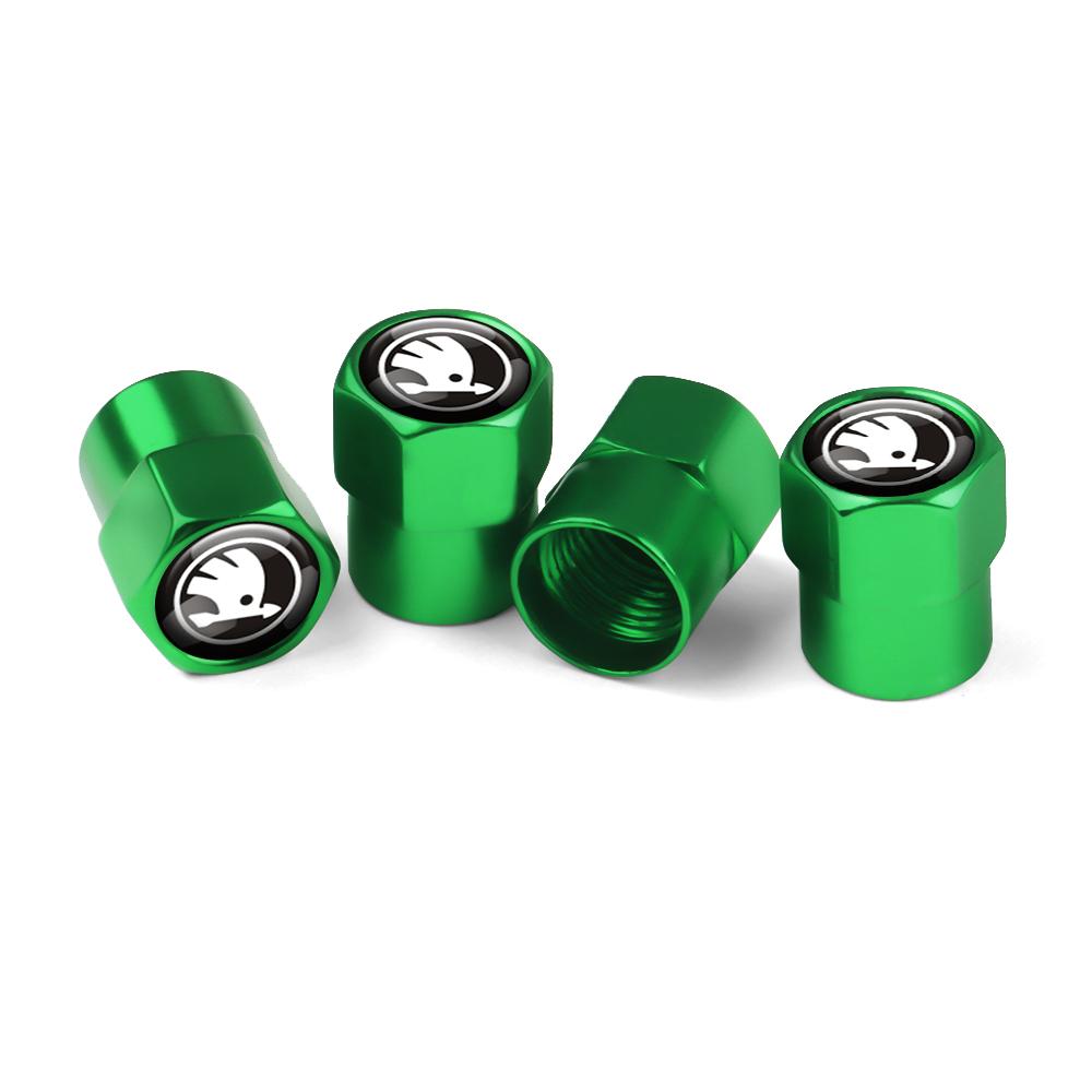 REOY4 4Pcs Car Wheel Tire Valve Caps Air Stem Dust Cover Accessory For Skoda Kodiaq Octavia Enyaq Kamiq Scala Rapid Superb Karoq Yeti