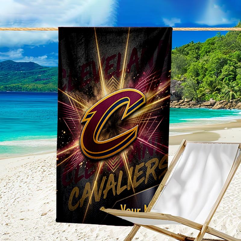 Custom Name Beach Towel Cleveland Cavaliers Logo Beach Towel, Soft Microfiber, Gift for Her/Him, Birthday, for Pool, Beach, Travel, Fan gifts