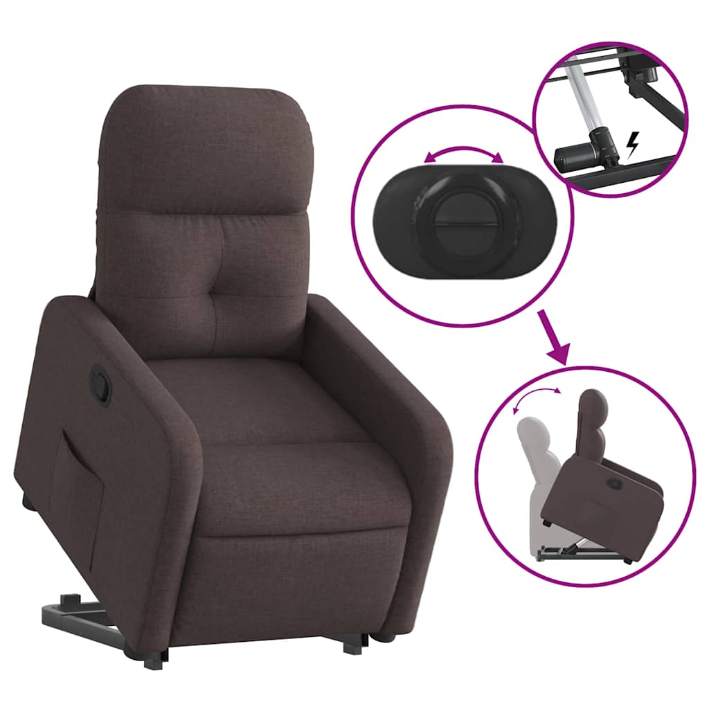 Recliner with Rising Function Dark Brown Fabric
