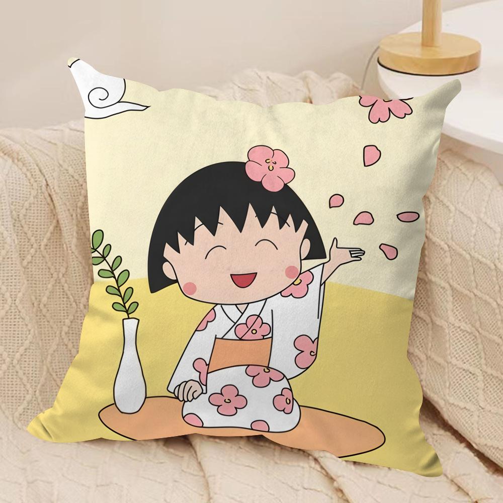 Мультяшная наволочка C-Chibi Maruko-Chan, шелковистый короткий плюш, скрытая молния, пылезащитная наволочка для диванной подушки, для домашнего декора