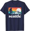 Seattle Washington Bigfoot Mountains Retro Distressed 80s T-Shirt