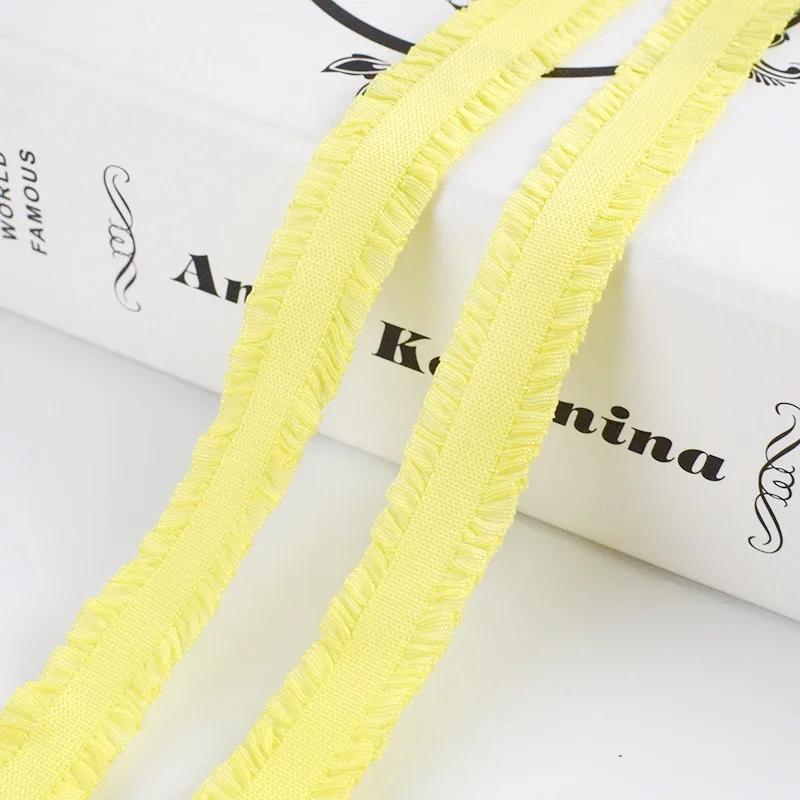 5/10 ярдов Meetee 12 мм эластичная лента с оборками, красочная плиссированная эластичная кружевная отделка, лента для головного убора, DIY швейные аксессуары для одежды