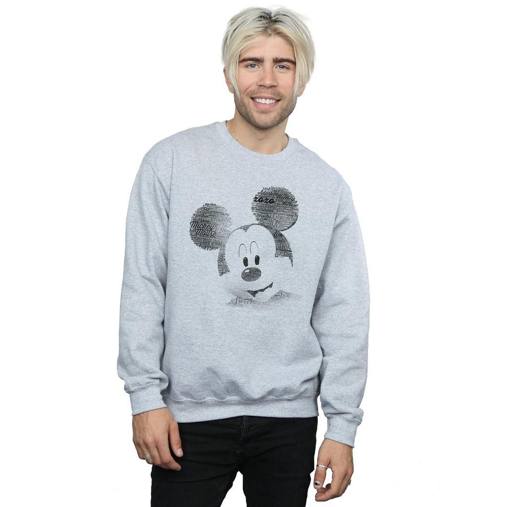 Disney Mens Mickey Mouse Text Face Sweatshirt