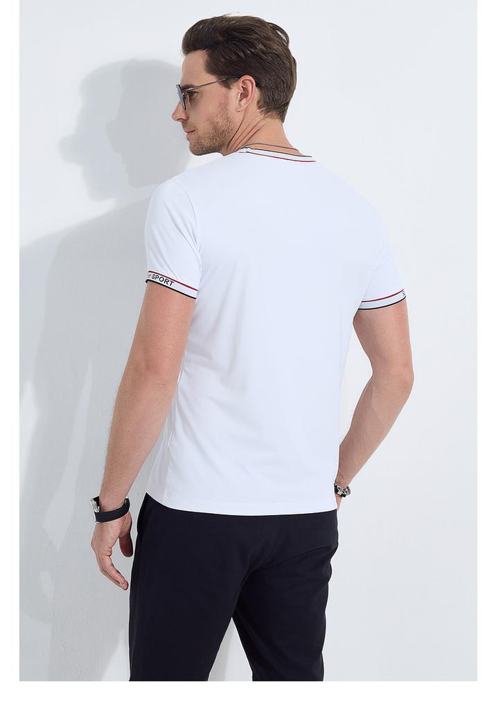 Men's Color-blocked Striped Outdoor Sports Short-sleeved T-shirt
