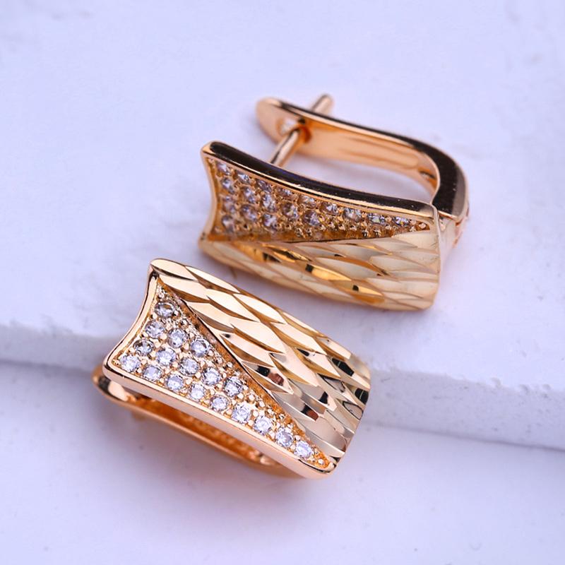 LSOOYH серьги-клипсы цвета розового золота, модные серьги для женщин, квадратные серьги-гвоздики с кубическим цирконием, ювелирные изделия