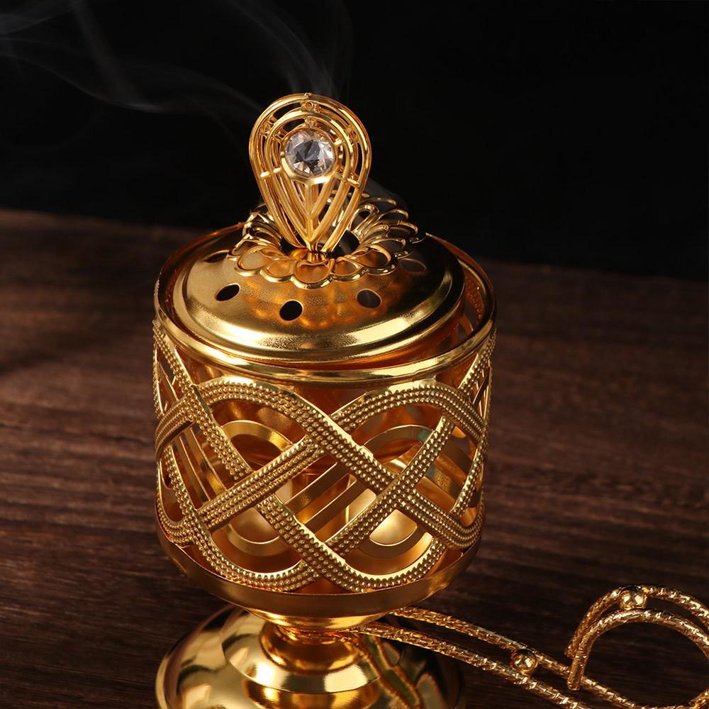 Традиционная золотая аромалампа, декоративная металлическая печь для благовоний, церковь