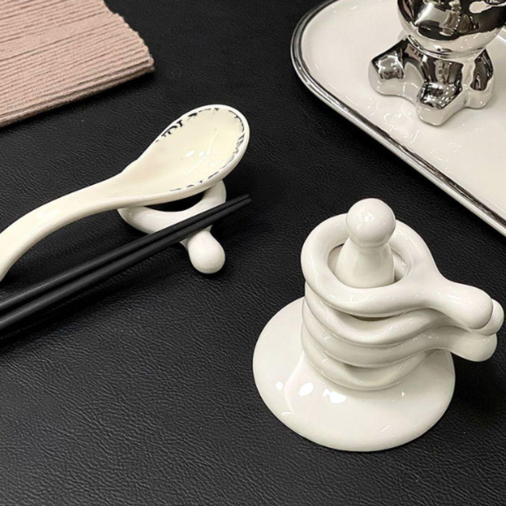 Glazed Surface Ceramic Spoon Rest Set Q Shape Chopsticks Pillow Chopsticks Rack Restaurant