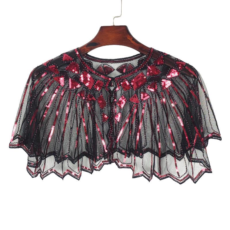 Женская летняя сетчатая шаль с пайетками - Ажурный бисерный модный европейско-американский плечевой платок, кардиган-жилет с защитой от солнца