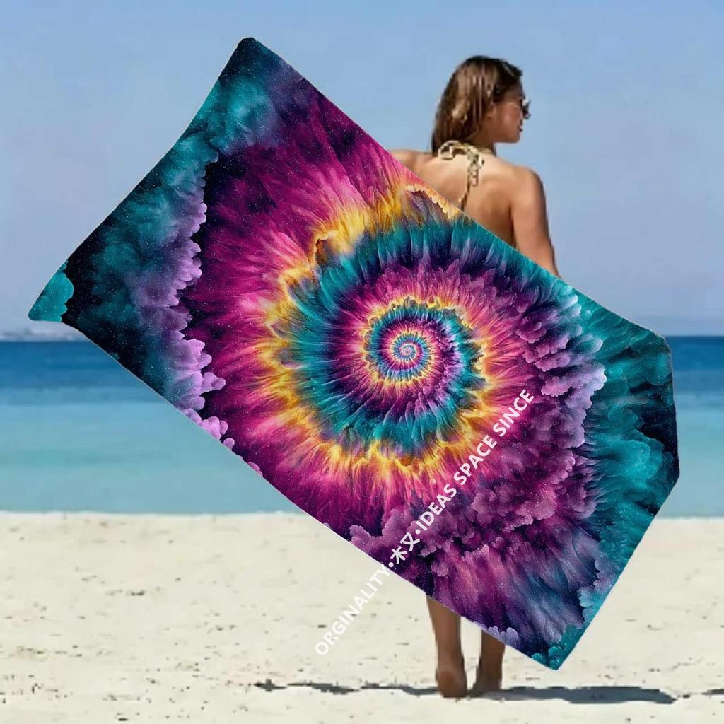 Tie Dye Spiral Galaxy Beach Towel Patterned Sunscreen And Windproof Suitable For Swimming Pool Camping Travel