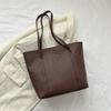Stylish Large Capacity Tote Bag In Black White Khaki Brown Perfect For Daily Use
