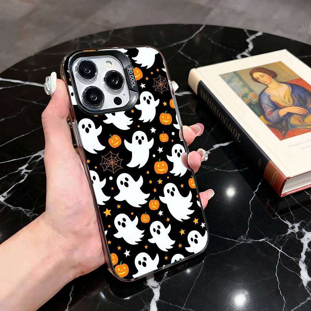 Счастливого Х-Хэллоуина HH Чехол для телефона для iPhone 17,16,15,14,13,12,11 Plus,Pro Max,XS,Красочный Серебристый Черный Чехол