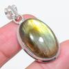Labradorite Gemstone 925 Sterling Silver Jewelry Pendant 1.69"