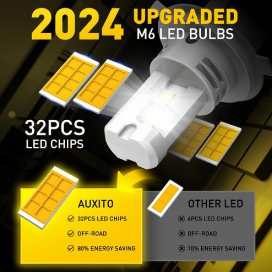 2-4X H4 9003 LED Headlight Bulbs Hi Low Beam Conversion Kit Canbus Yellow