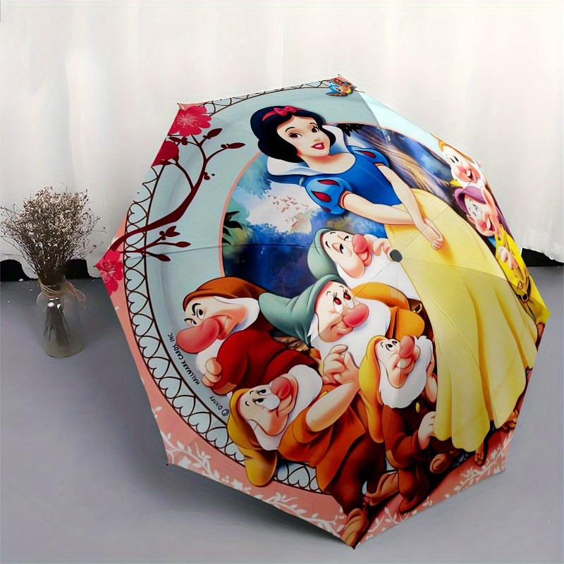 Snow White,Seven Dwarfs Automatic Umbrella Tri fold Portable Umbrella, Best Holiday Gift for Men and Women, Durable Iron Frame, Playful De